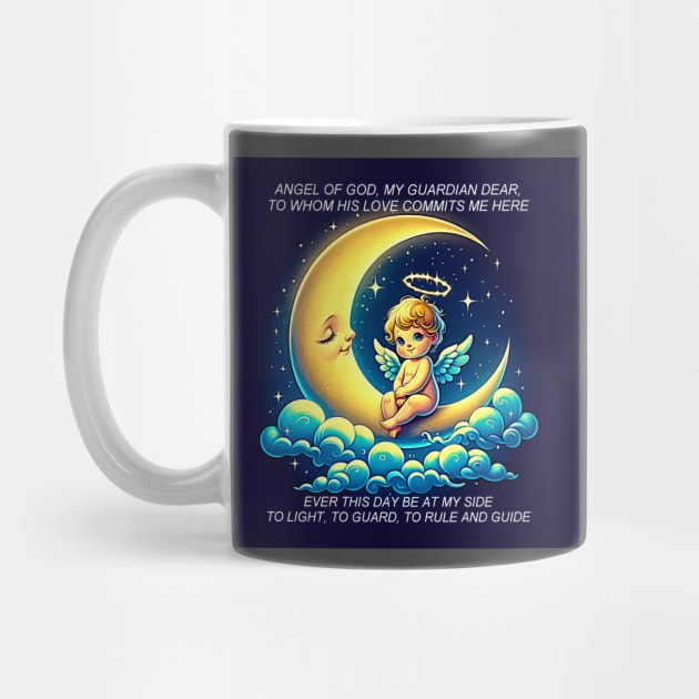 Cute Guardian Angel Cherub and a Moon Expressionistic Effect by Artist4God